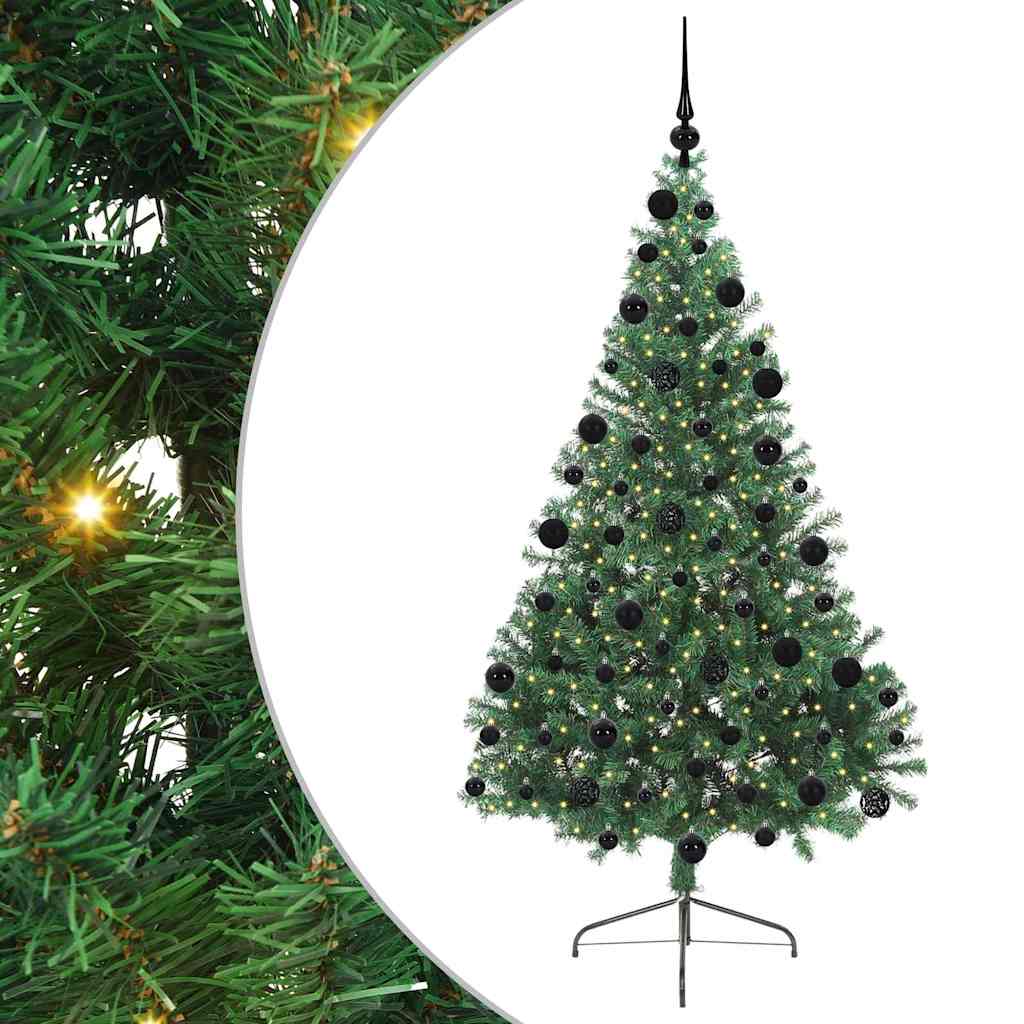 Kunstig Forbelyst Juletræ med 300 LED'er Grøn 210 cm PVC