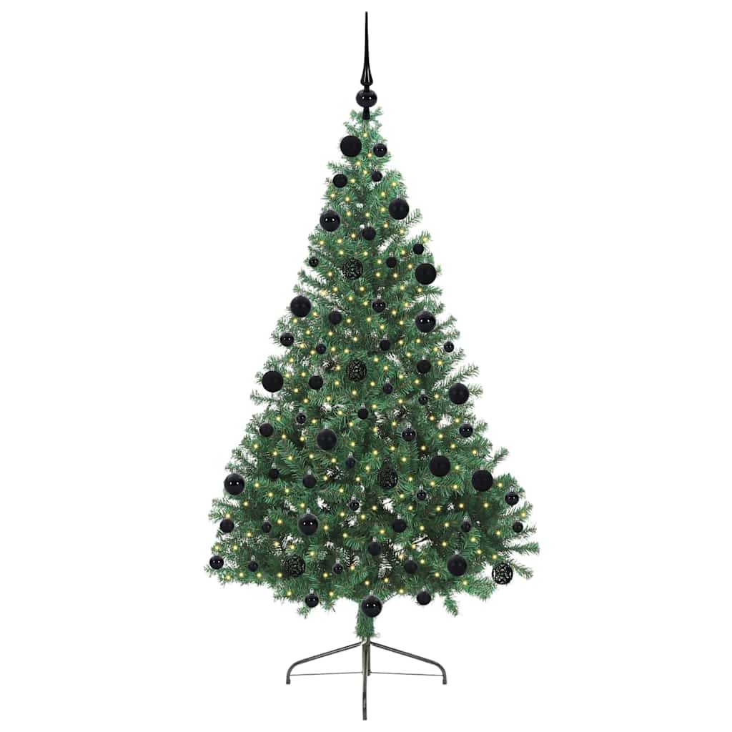 Kunstig Forbelyst Juletræ med 300 LED'er Grøn 210 cm PVC