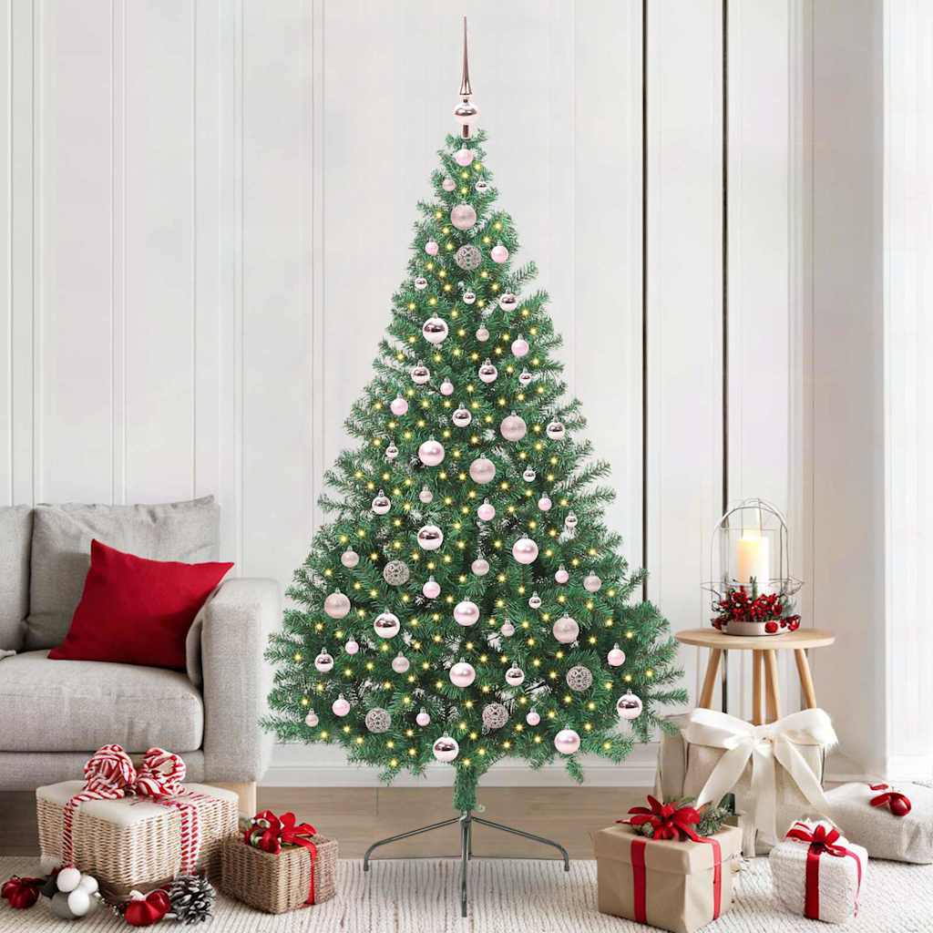 Kunstig Forbelyst Juletræ med 300 LED'er Grøn 210 cm PVC