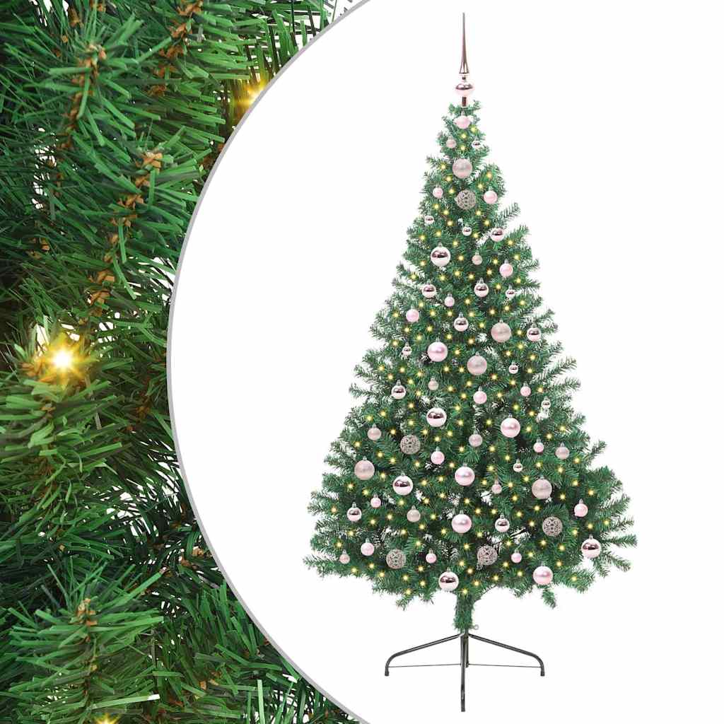 Kunstig Forbelyst Juletræ med 300 LED'er Grøn 210 cm PVC