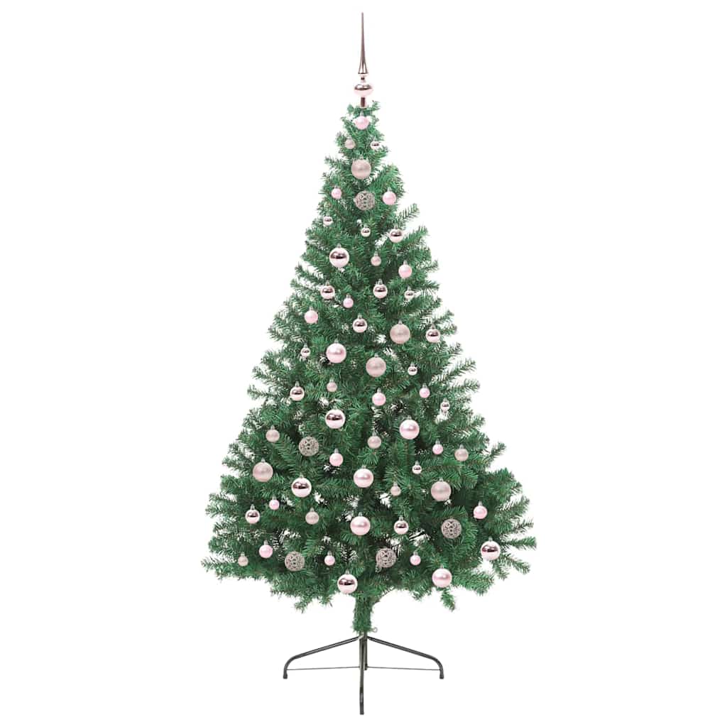 Kunstig Forbelyst Juletræ med 300 LED'er Grøn 210 cm PVC