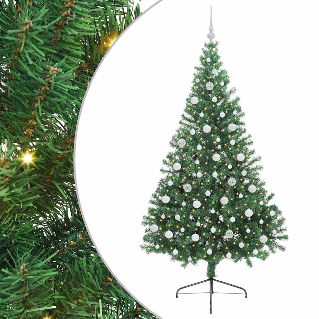 Kunstig Forbelyst Juletræ med 300 LED'er Grøn 210 cm PVC