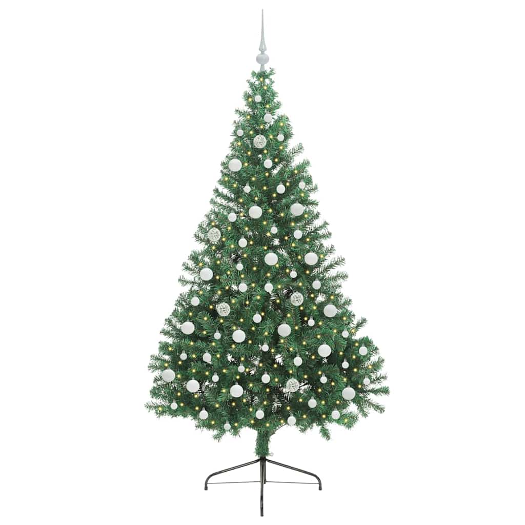 Kunstig Forbelyst Juletræ med 300 LED'er Grøn 210 cm PVC