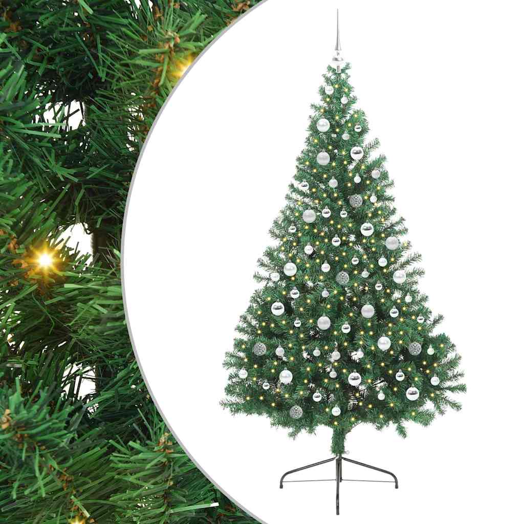 Kunstig Forbelyst Juletræ med 300 LED'er Grøn 210 cm PVC