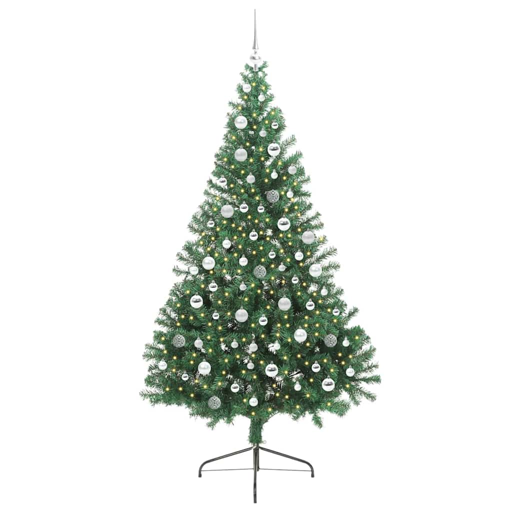 Kunstig Forbelyst Juletræ med 300 LED'er Grøn 210 cm PVC
