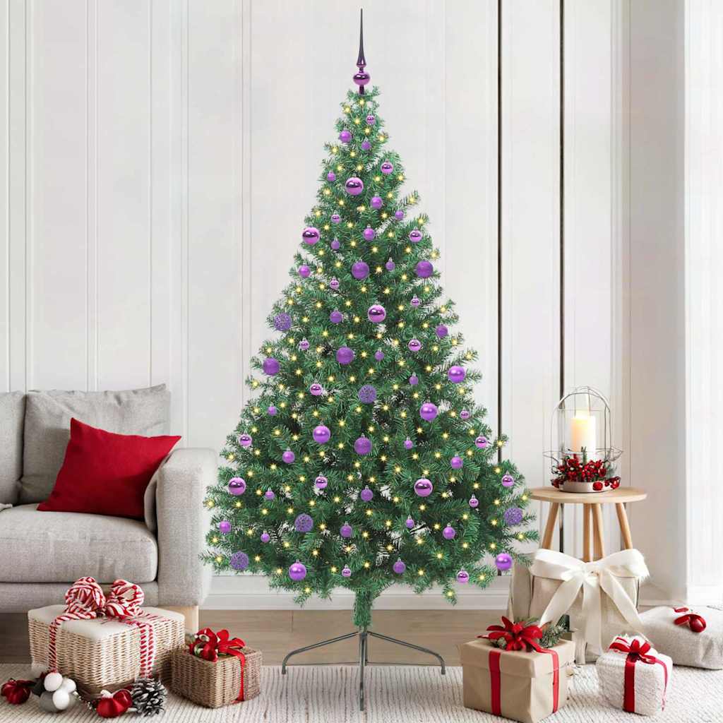Kunstig Forbelyst Juletræ med 300 LED'er Grøn 210 cm PVC