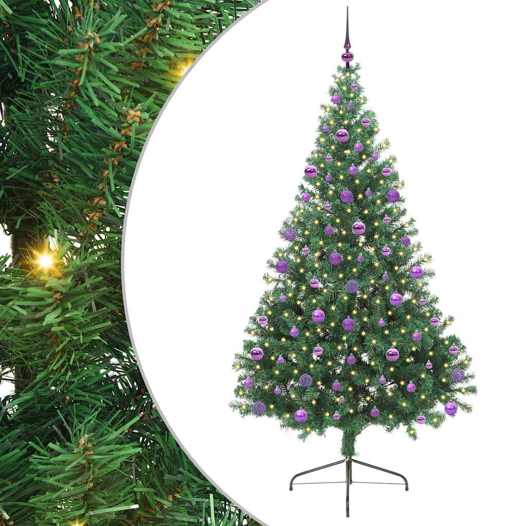 Kunstig Forbelyst Juletræ med 300 LED'er Grøn 210 cm PVC