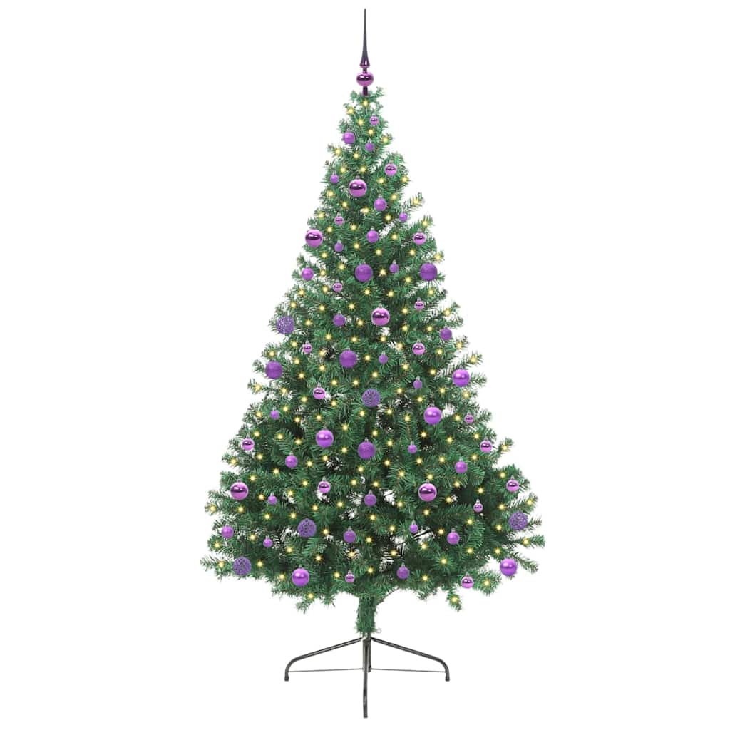 Kunstig Forbelyst Juletræ med 300 LED'er Grøn 210 cm PVC