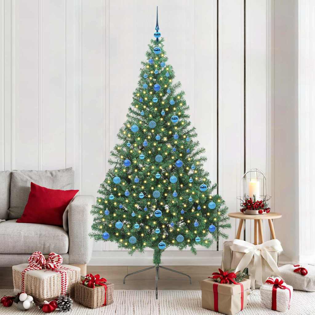 Kunstig Forbelyst Juletræ med 300 LED'er Grøn 210 cm PVC