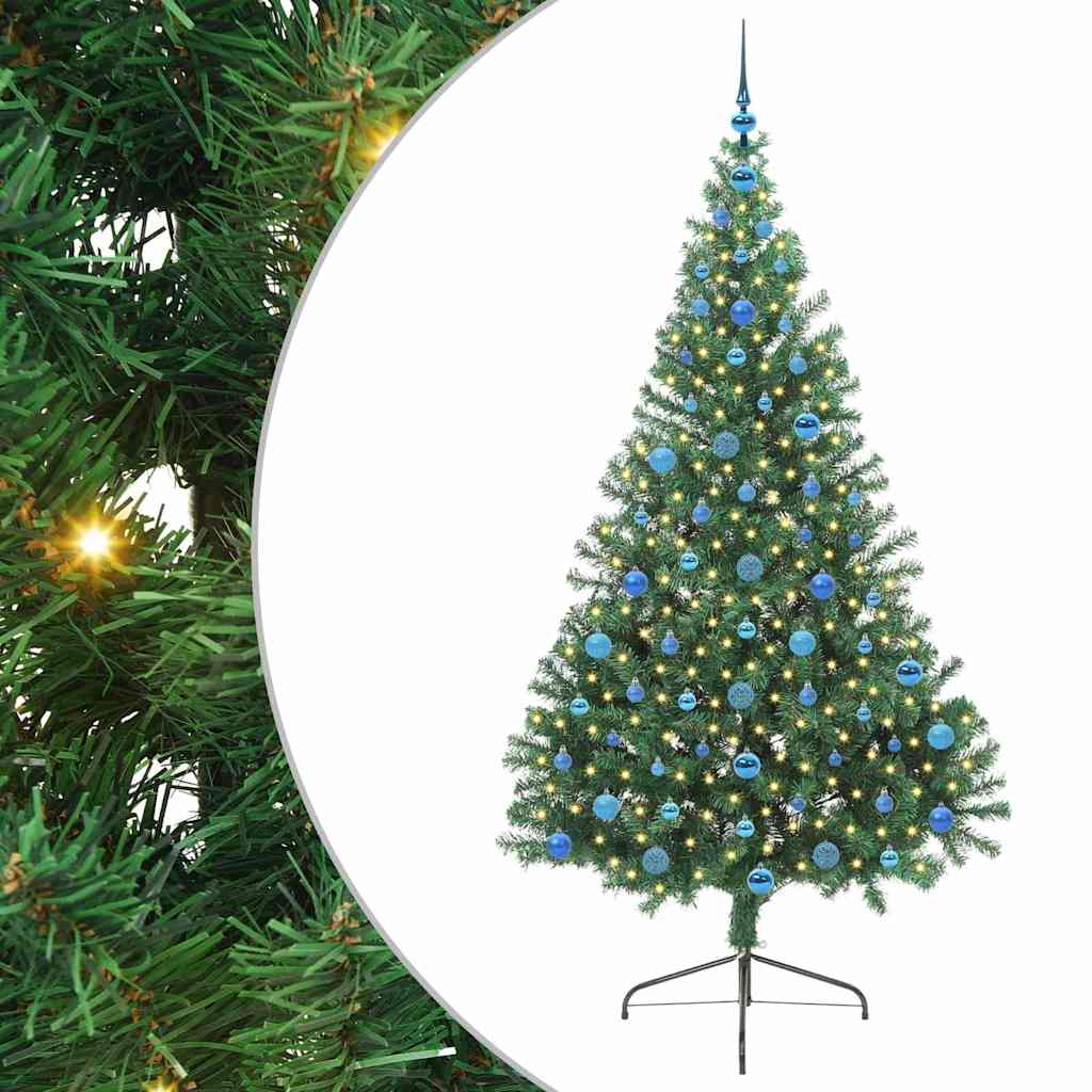 Kunstig Forbelyst Juletræ med 300 LED'er Grøn 210 cm PVC