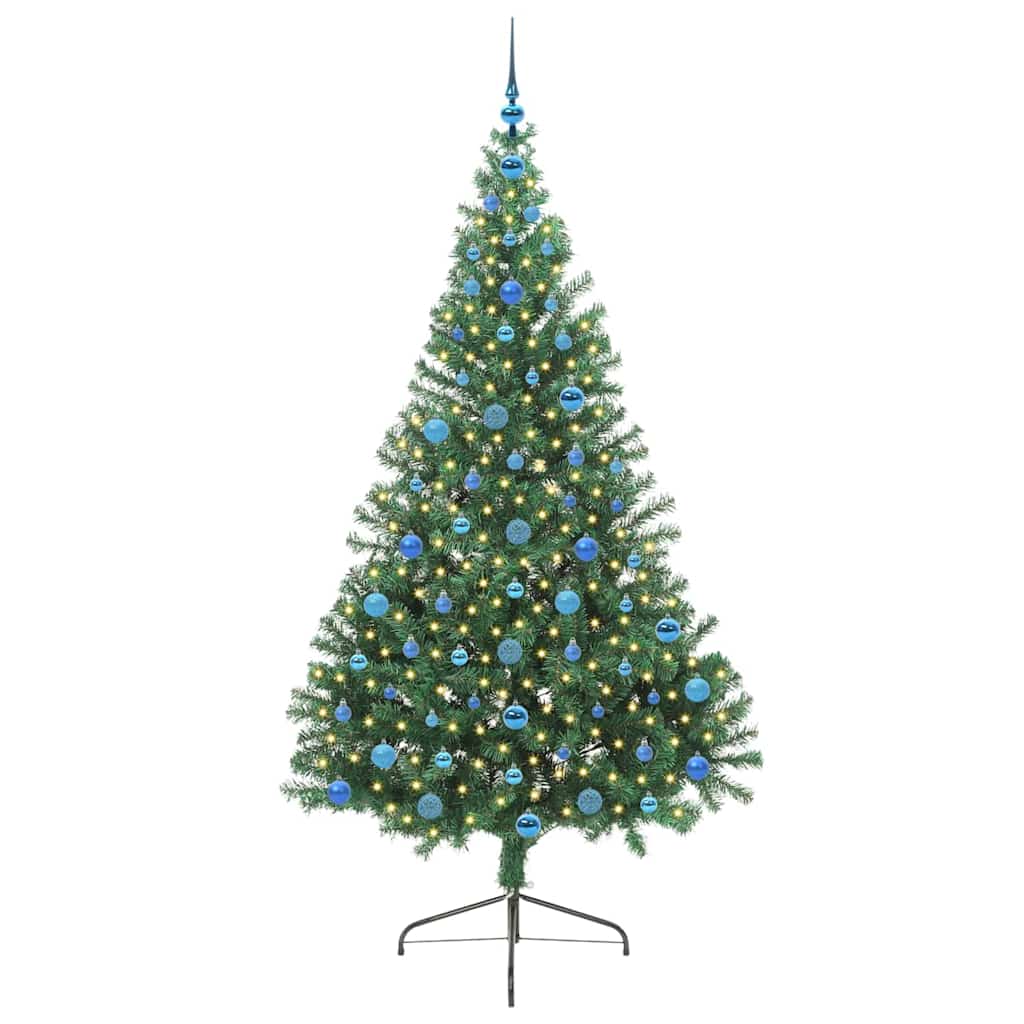 Kunstig Forbelyst Juletræ med 300 LED'er Grøn 210 cm PVC