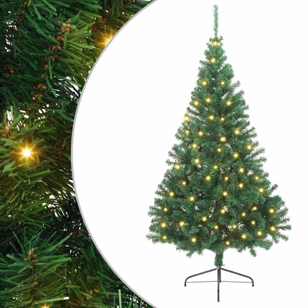Kunstig Forbelyst Juletræ med 300 LED'er Grøn 240 cm PVC