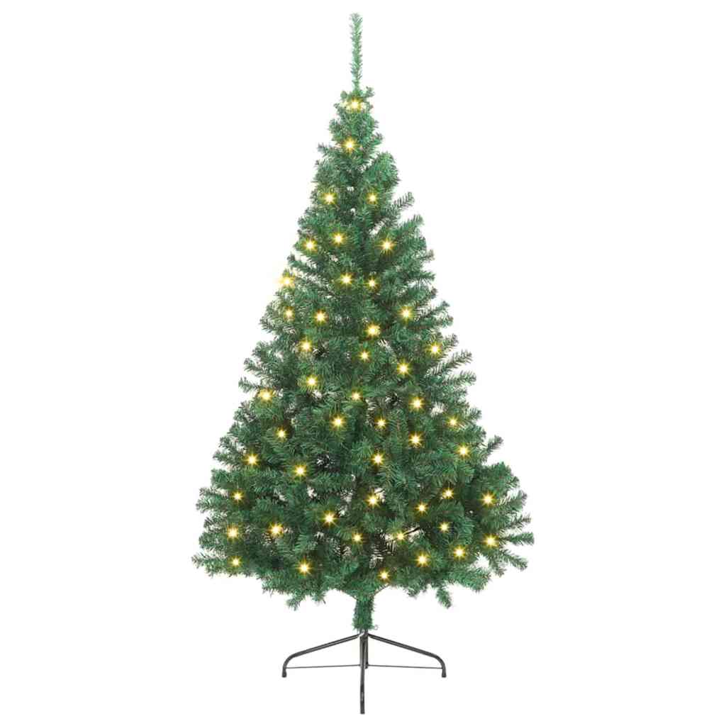 Kunstig Forbelyst Juletræ med 300 LED'er Grøn 240 cm PVC
