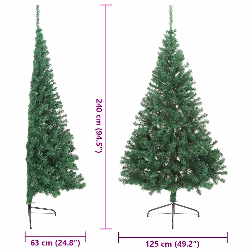 Kunstig Forbelyst Juletræ med 300 LED'er Grøn 240 cm PVC