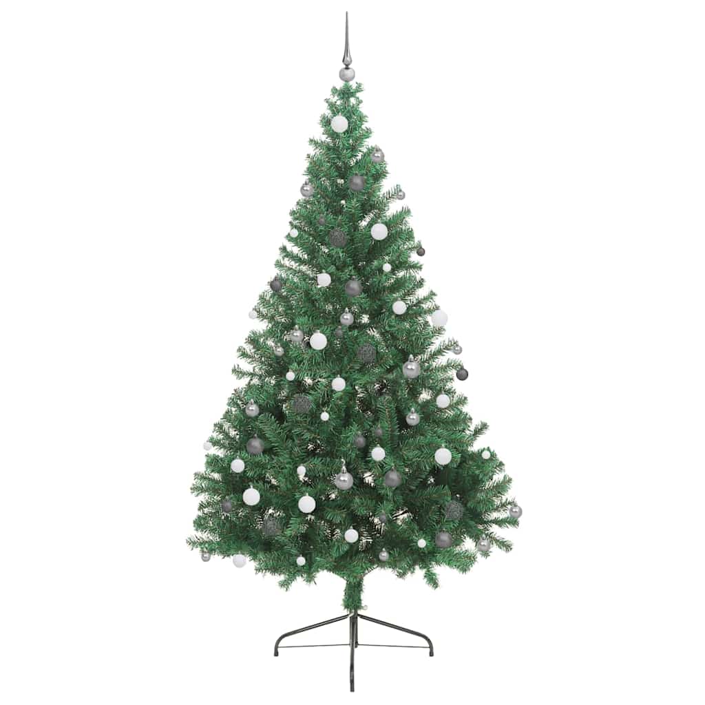 Kunstig Forbelyst Juletræ med 300 LED'er Grøn 240 cm PVC