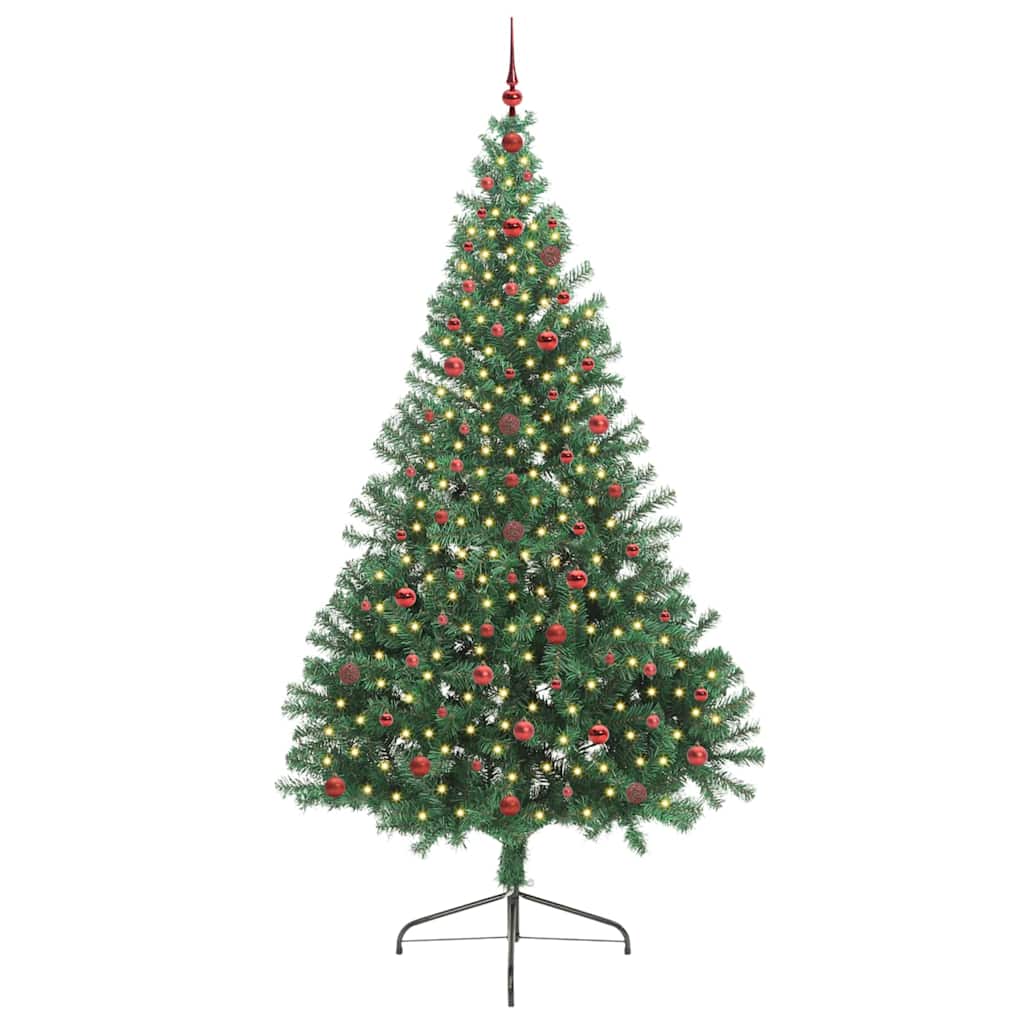 Kunstig Forbelyst Juletræ med 300 LED'er Grøn 240 cm PVC