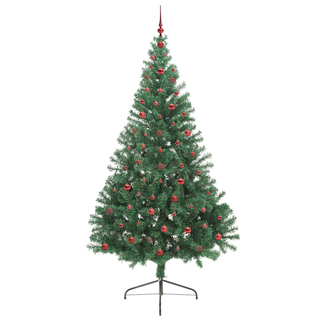 Kunstig Forbelyst Juletræ med 300 LED'er Grøn 240 cm PVC