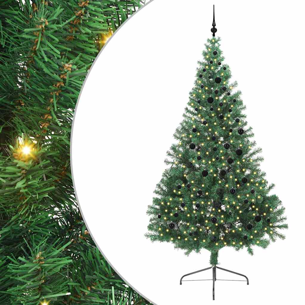 Kunstig Forbelyst Juletræ med 300 LED'er Grøn 240 cm PVC