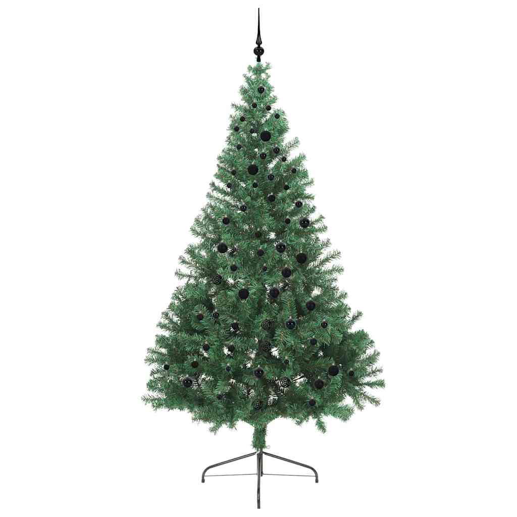 Kunstig Forbelyst Juletræ med 300 LED'er Grøn 240 cm PVC