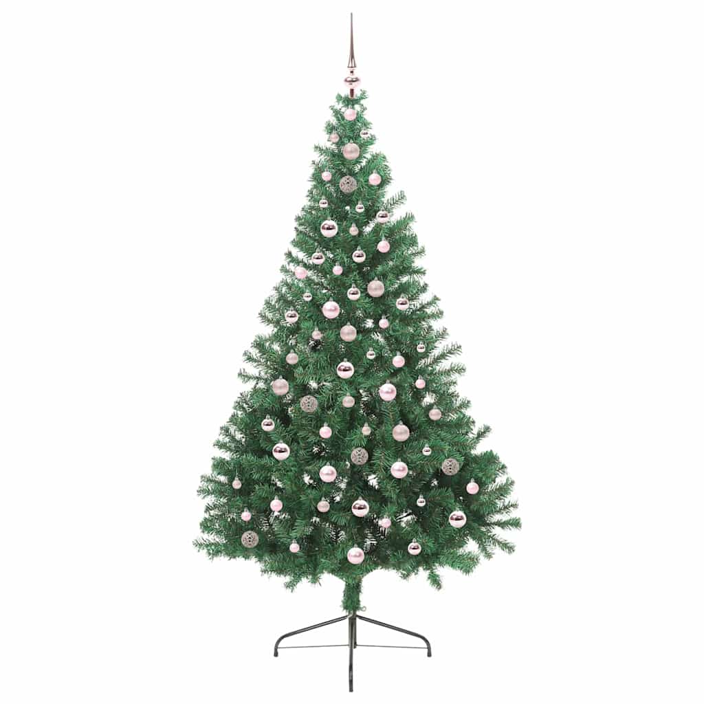 Kunstig Forbelyst Juletræ med 300 LED'er Grøn 240 cm PVC