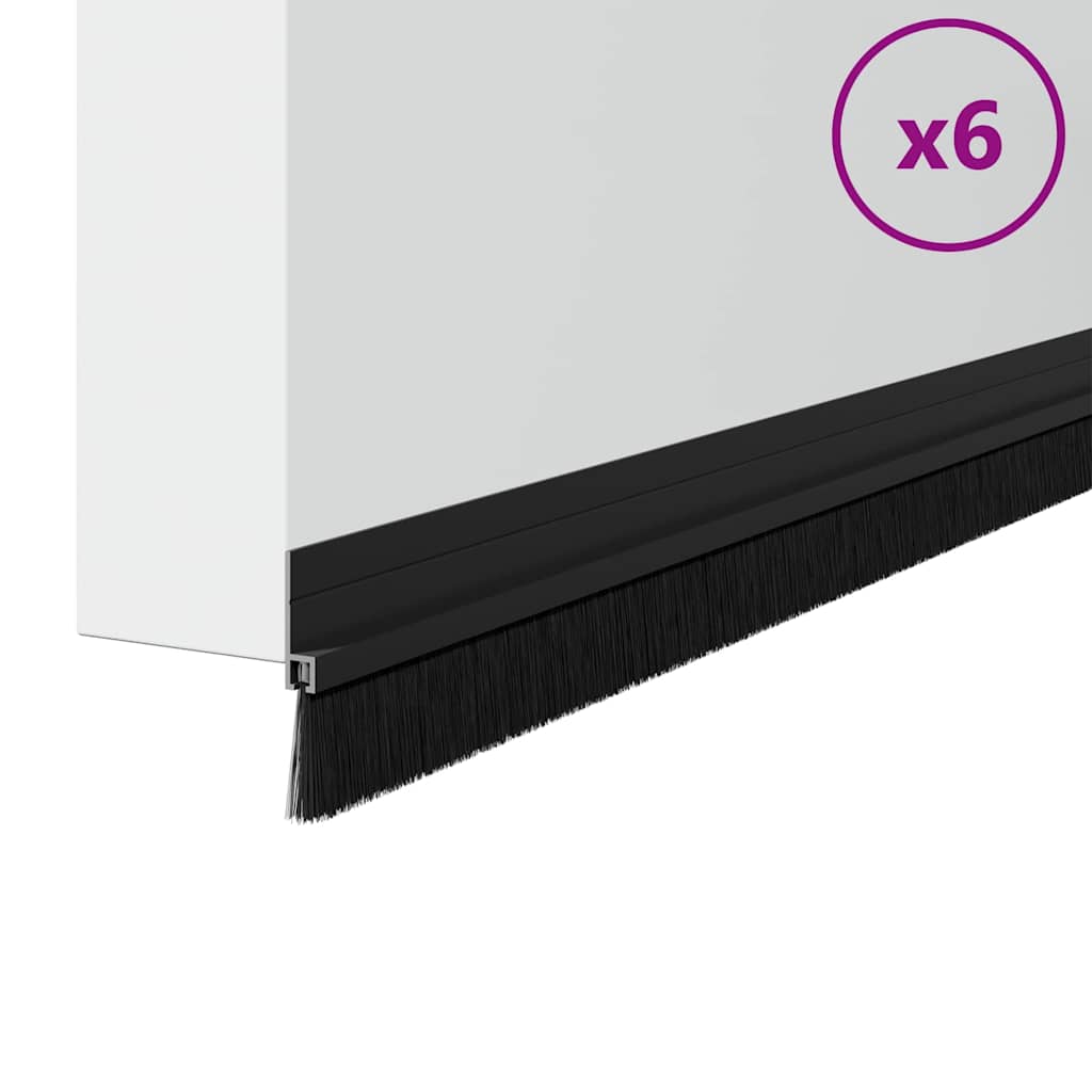 Selvklæbende dørbørstetætninger 6 stk. 100 cm Aluminiumlegering