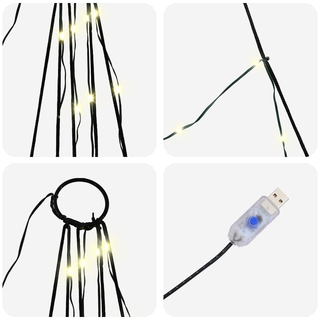 LED Juletræ med jordsøjler Varm hvid 182 cm Metal
