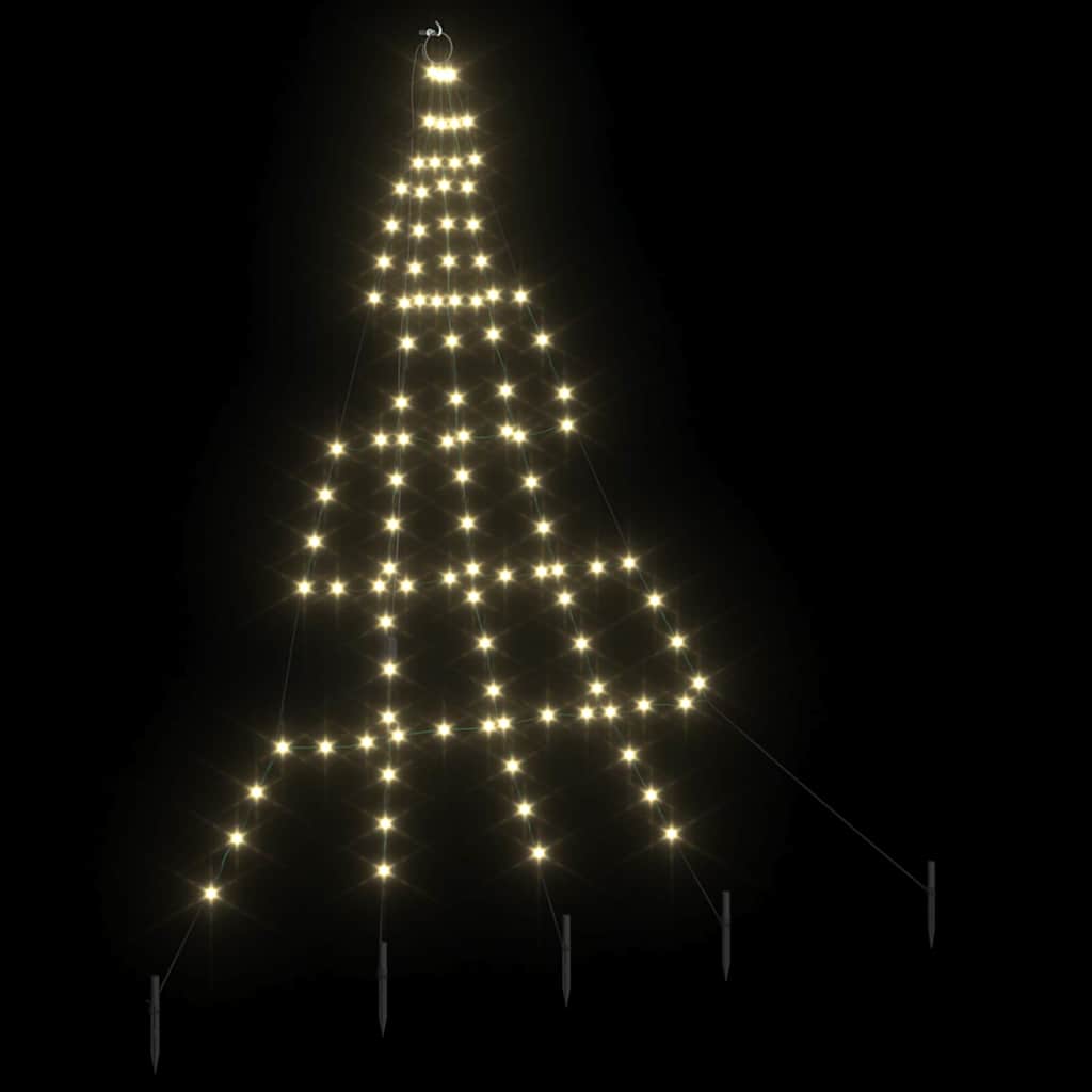 LED Juletræ med jordsøjler Varm hvid 182 cm Metal