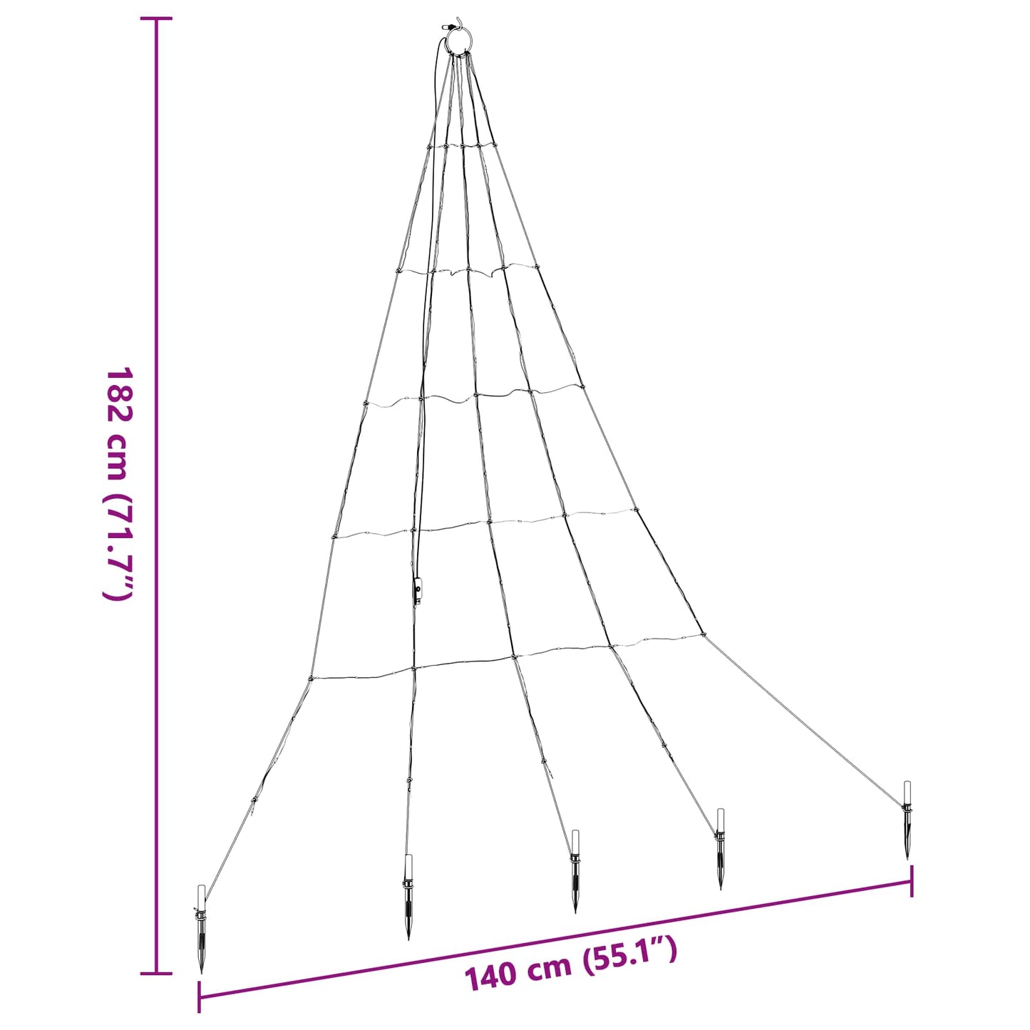 LED Juletræ med jordsøjler Varm hvid 182 cm Metal