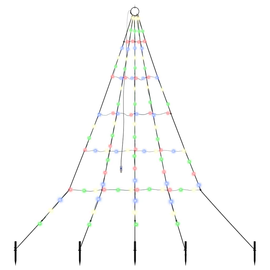 LED Juletræ med jordsøjler Flerfarvet 182 cm Metal