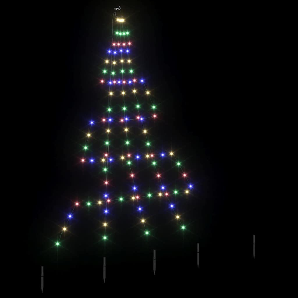LED Juletræ med jordsøjler Flerfarvet 182 cm Metal