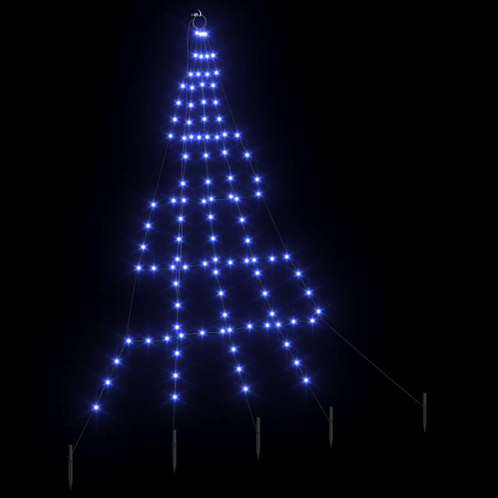 LED Juletræ med jordsøjler Blå 182 cm Metal