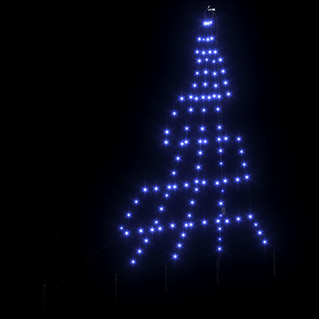 LED Juletræ med jordsøjler Blå 182 cm Metal