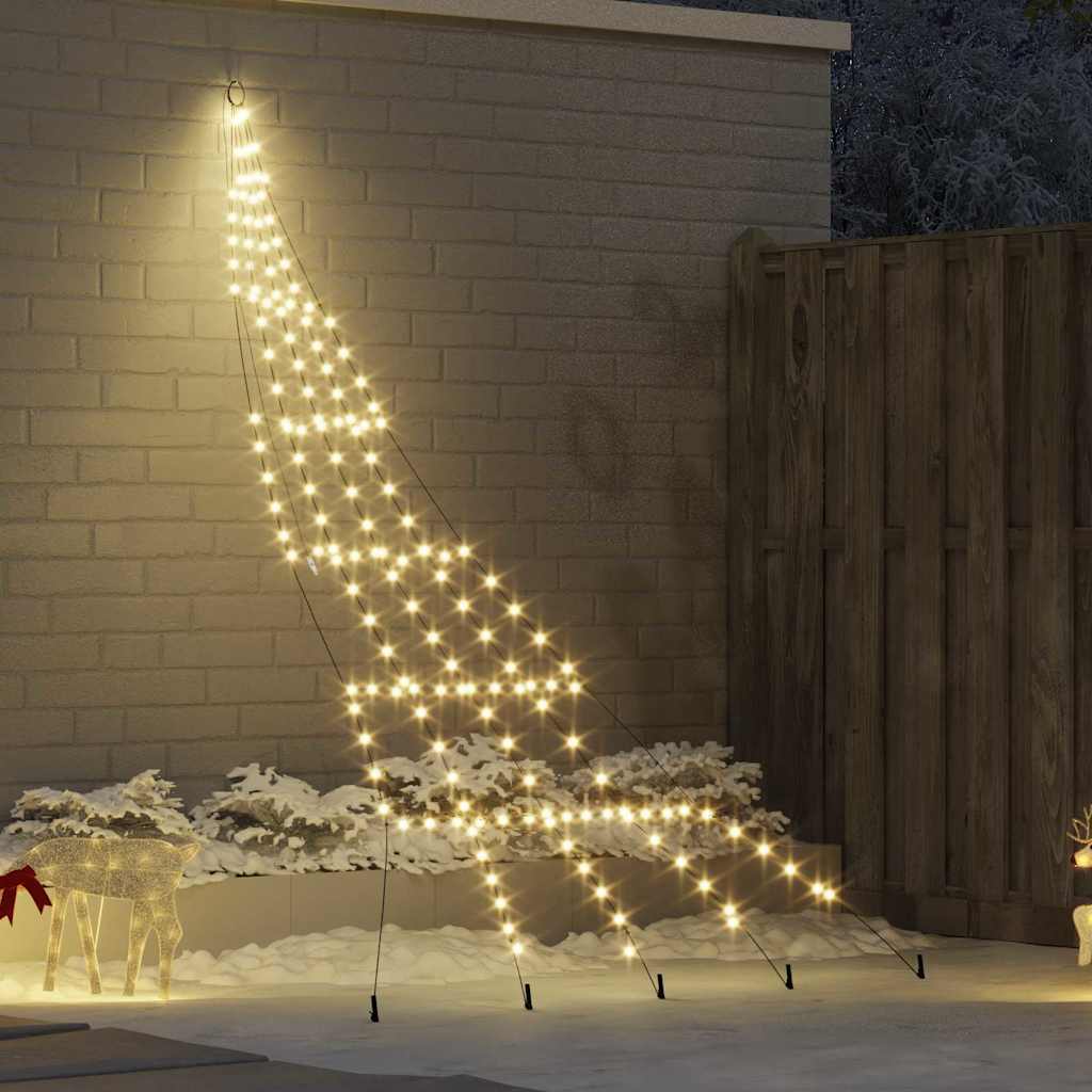 LED Juletræ med jordsøjler Varm hvid 306 cm Metal