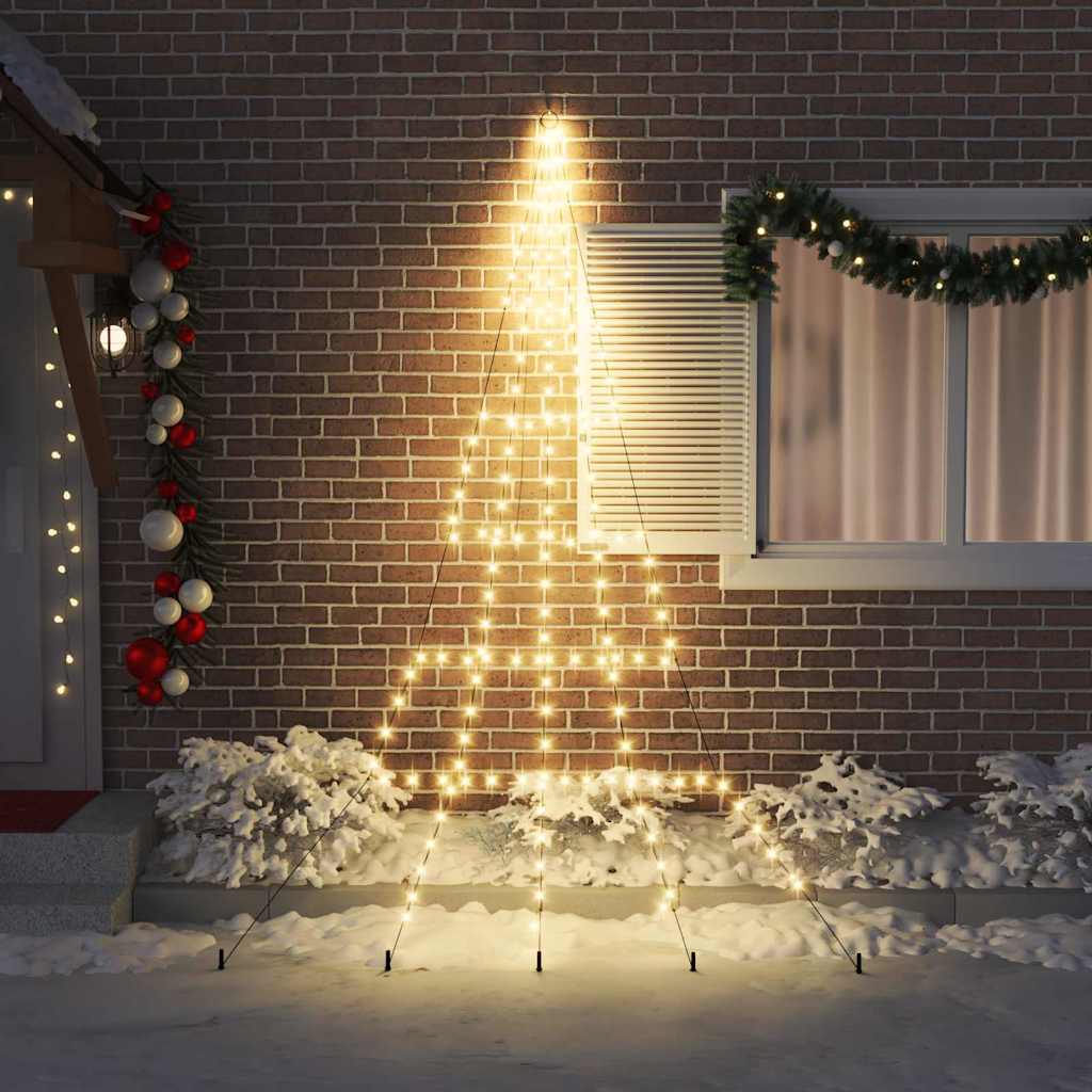 LED Juletræ med jordsøjler Varm hvid 306 cm Metal