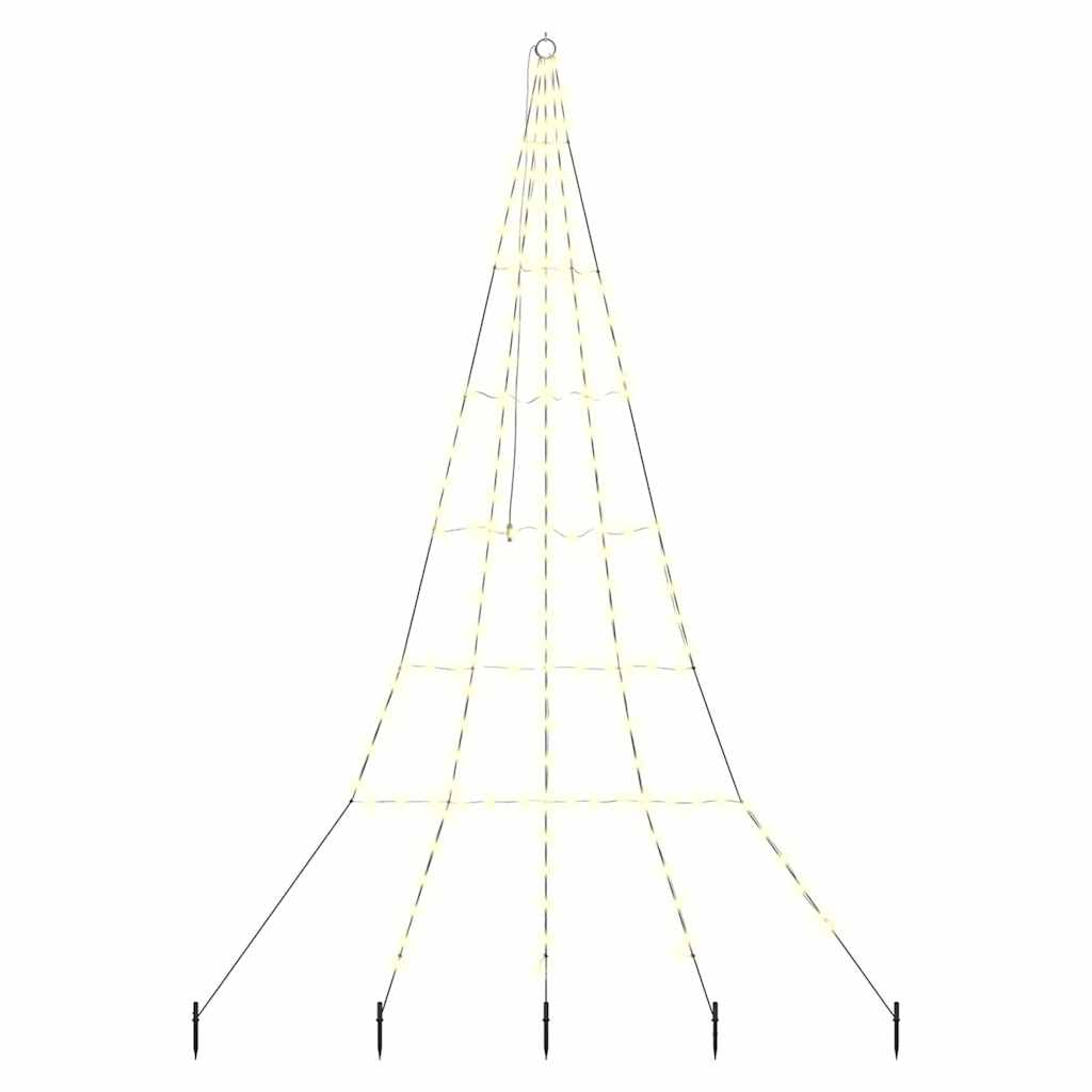 LED Juletræ med jordsøjler Varm hvid 306 cm Metal
