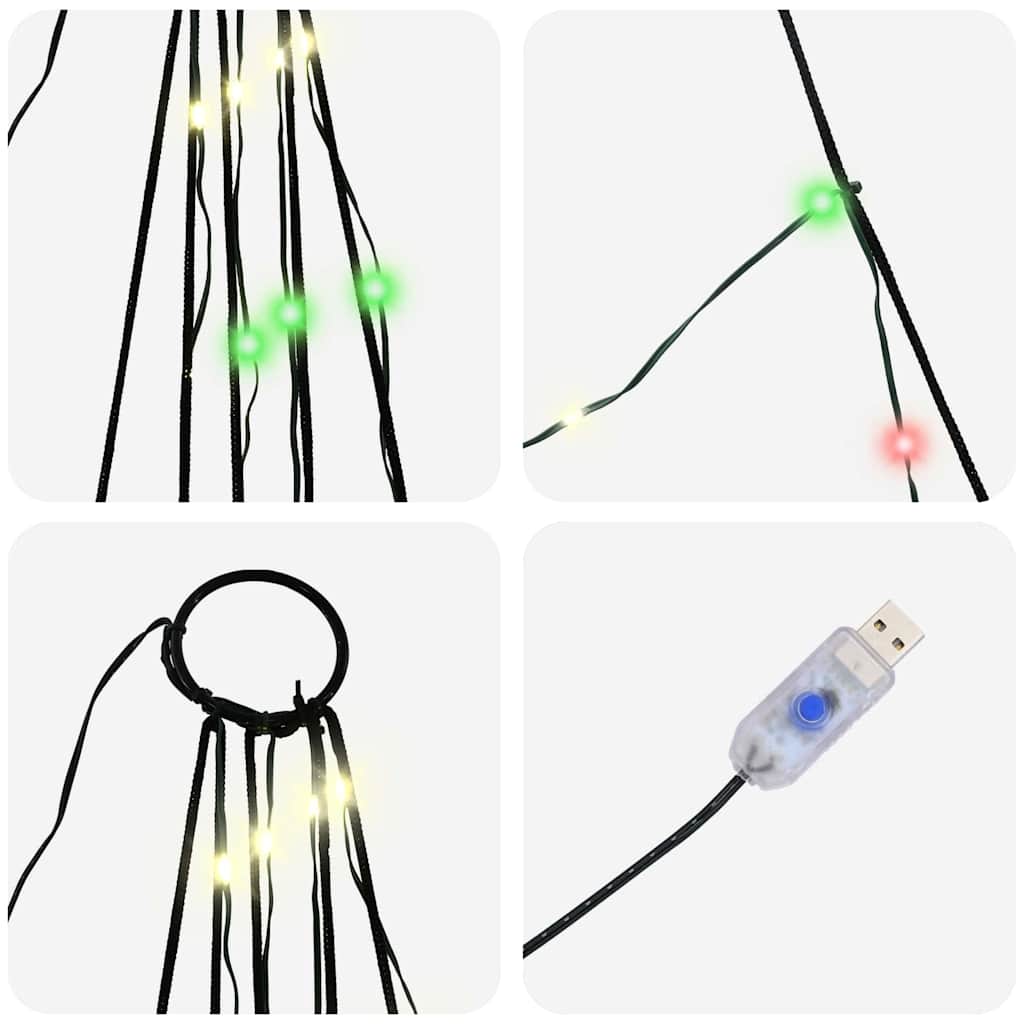 LED Juletræ med jordsøjler Flerfarvet 306 cm Metal