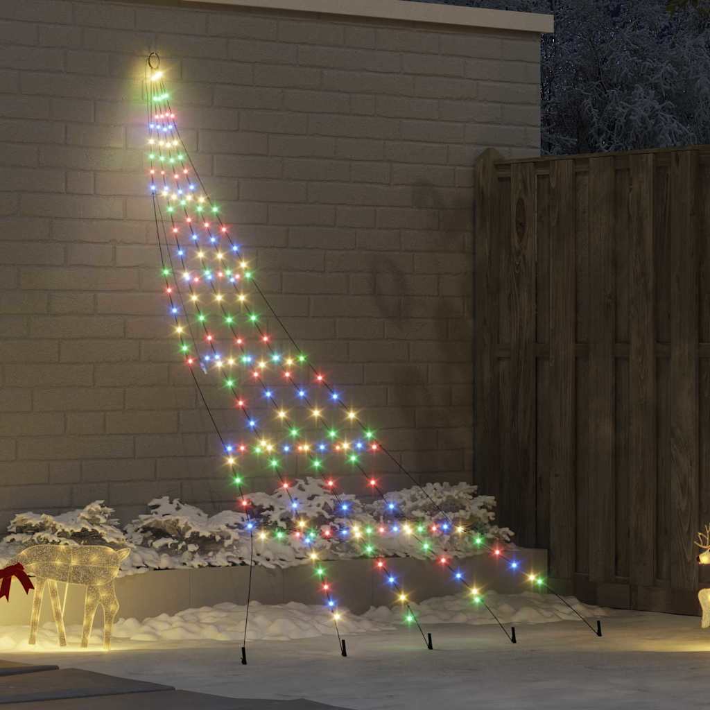 LED Juletræ med jordsøjler Flerfarvet 306 cm Metal
