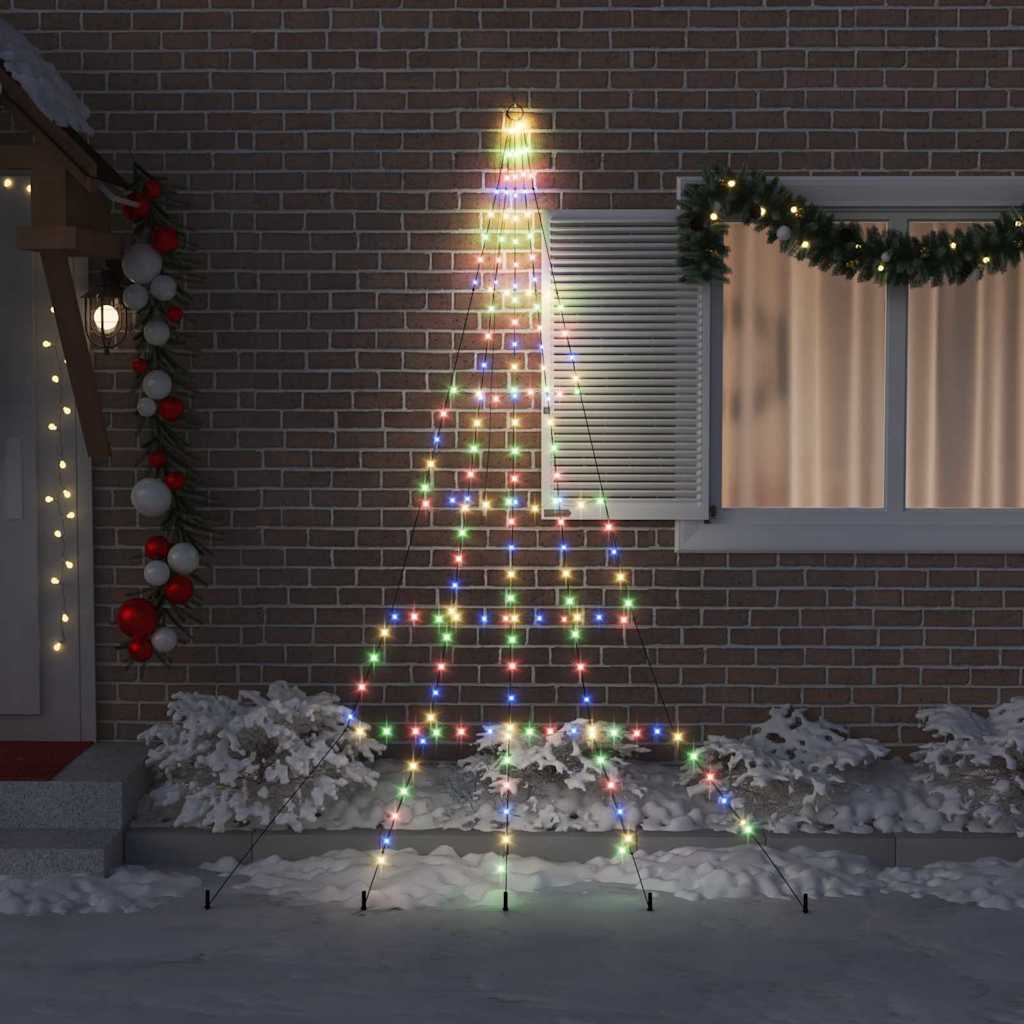 LED Juletræ med jordsøjler Flerfarvet 306 cm Metal