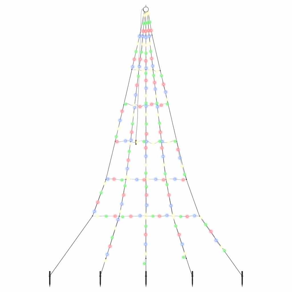 LED Juletræ med jordsøjler Flerfarvet 306 cm Metal