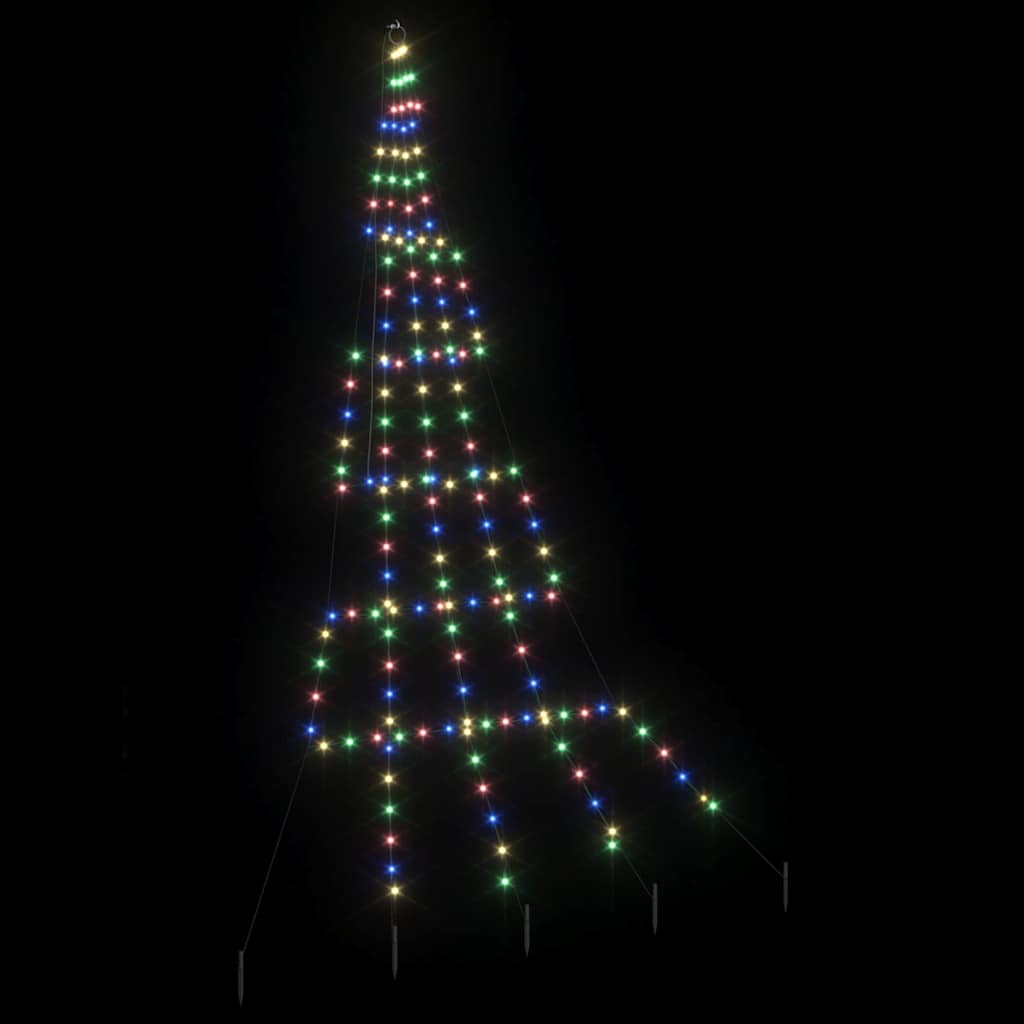LED Juletræ med jordsøjler Flerfarvet 306 cm Metal