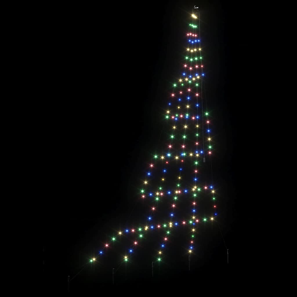 LED Juletræ med jordsøjler Flerfarvet 306 cm Metal