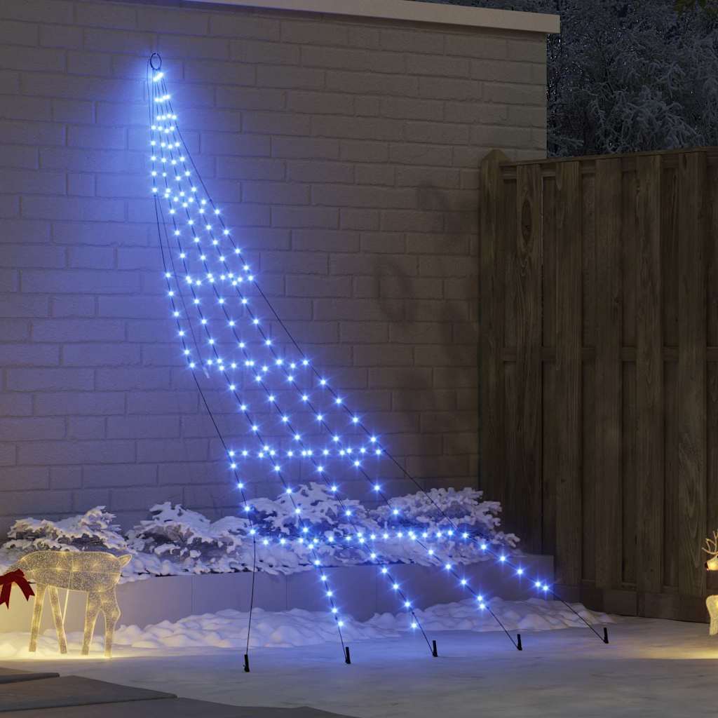 LED Juletræ med jordsøjler Blå 306 cm Metal