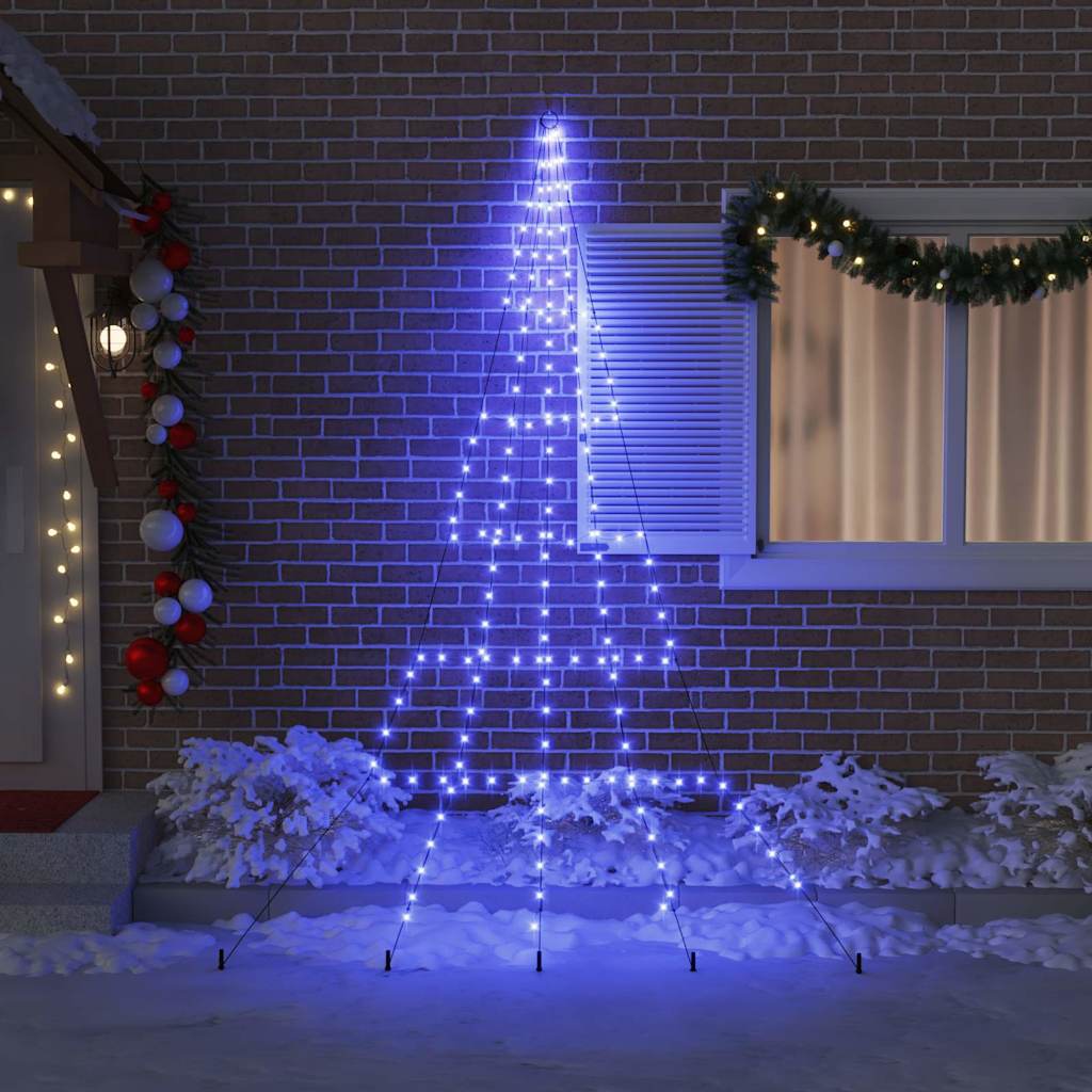 LED Juletræ med jordsøjler Blå 306 cm Metal