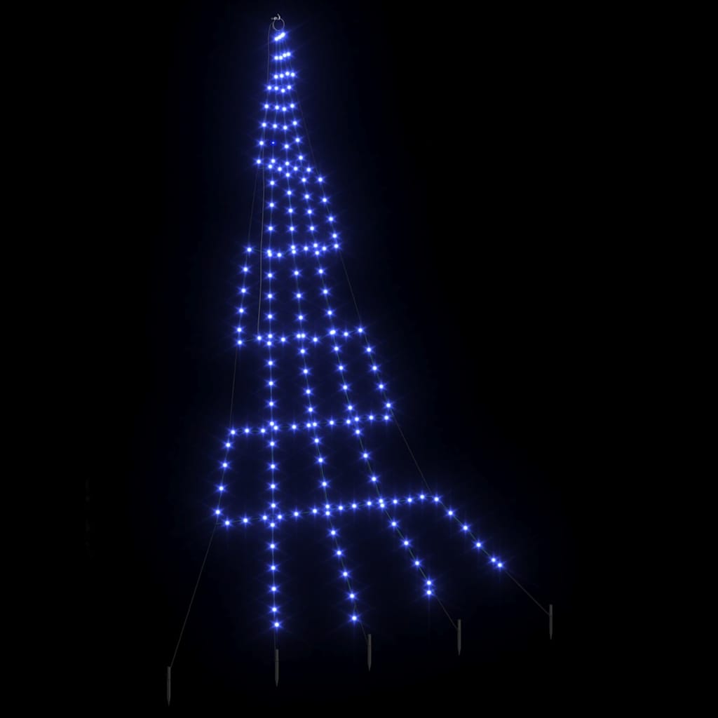 LED Juletræ med jordsøjler Blå 306 cm Metal