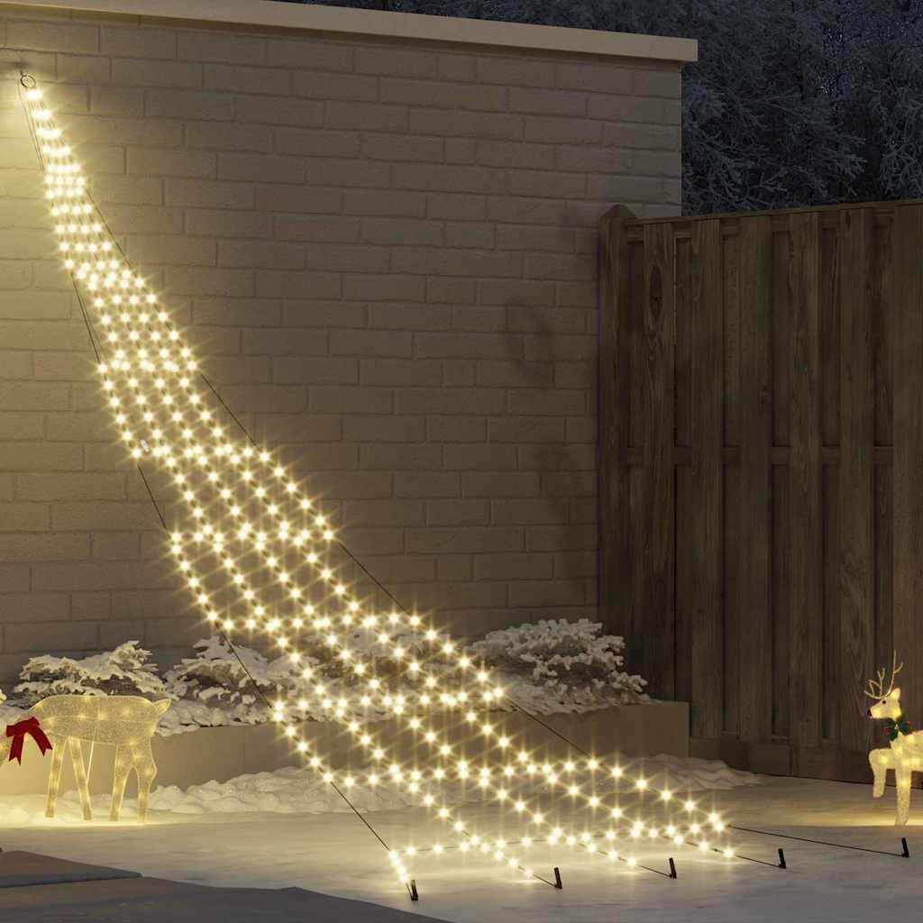LED Juletræ med jordsøjler Varm hvid 511 cm Metal