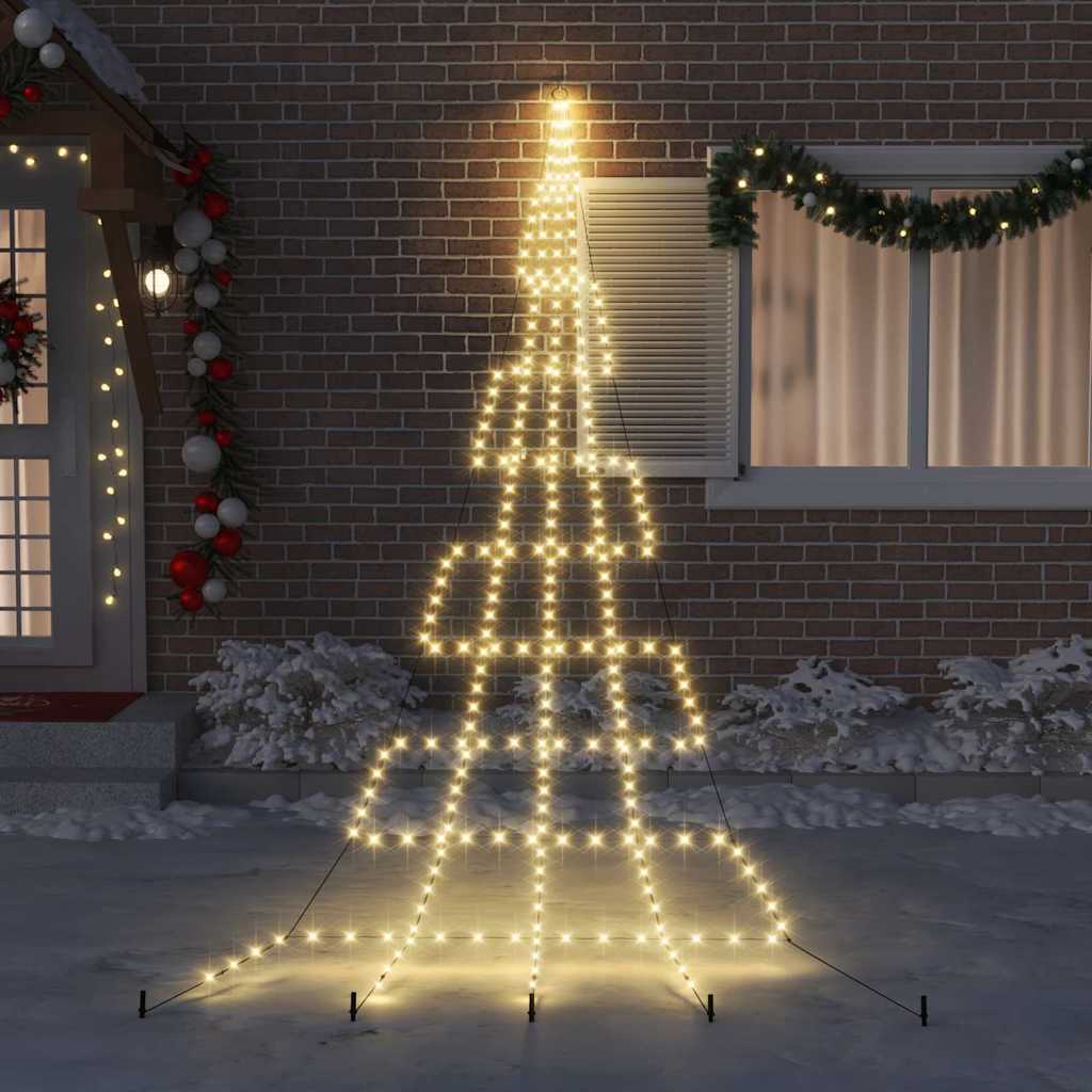LED Juletræ med jordsøjler Varm hvid 511 cm Metal