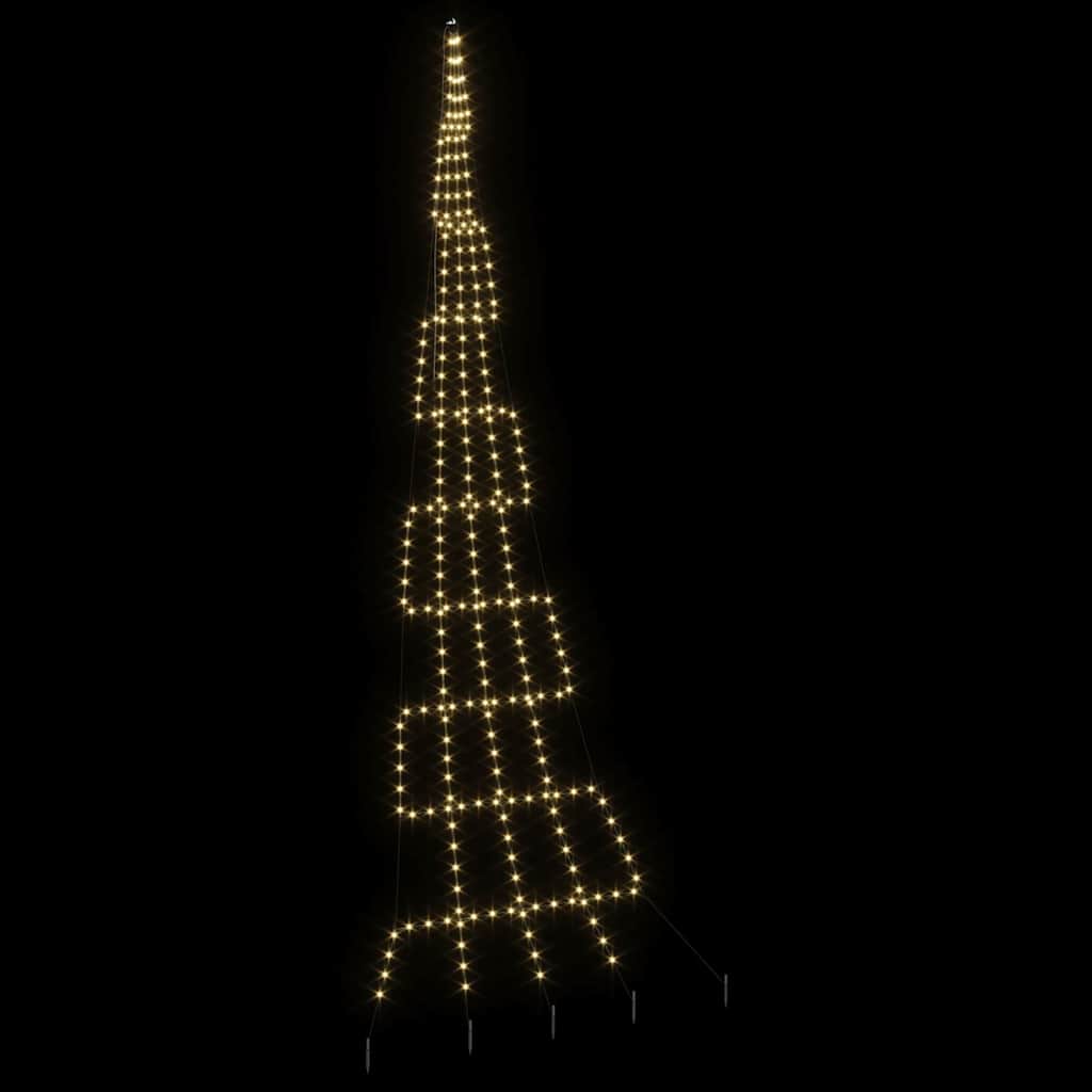 LED Juletræ med jordsøjler Varm hvid 511 cm Metal