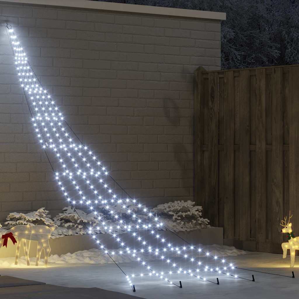 LED Juletræ med jordsøjler Kold hvid 511 cm Metal