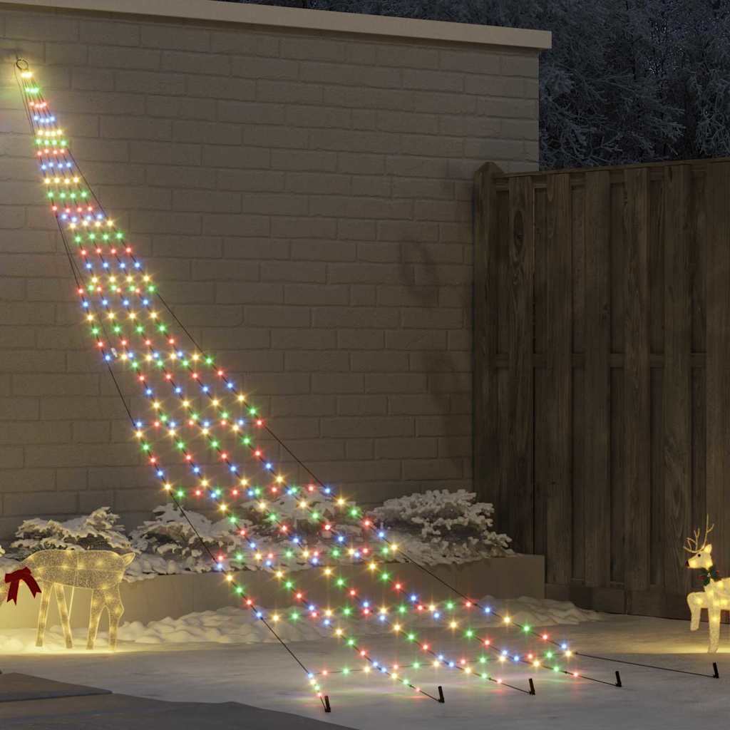 LED Juletræ med jordsøjler Flerfarvet 511 cm Metal