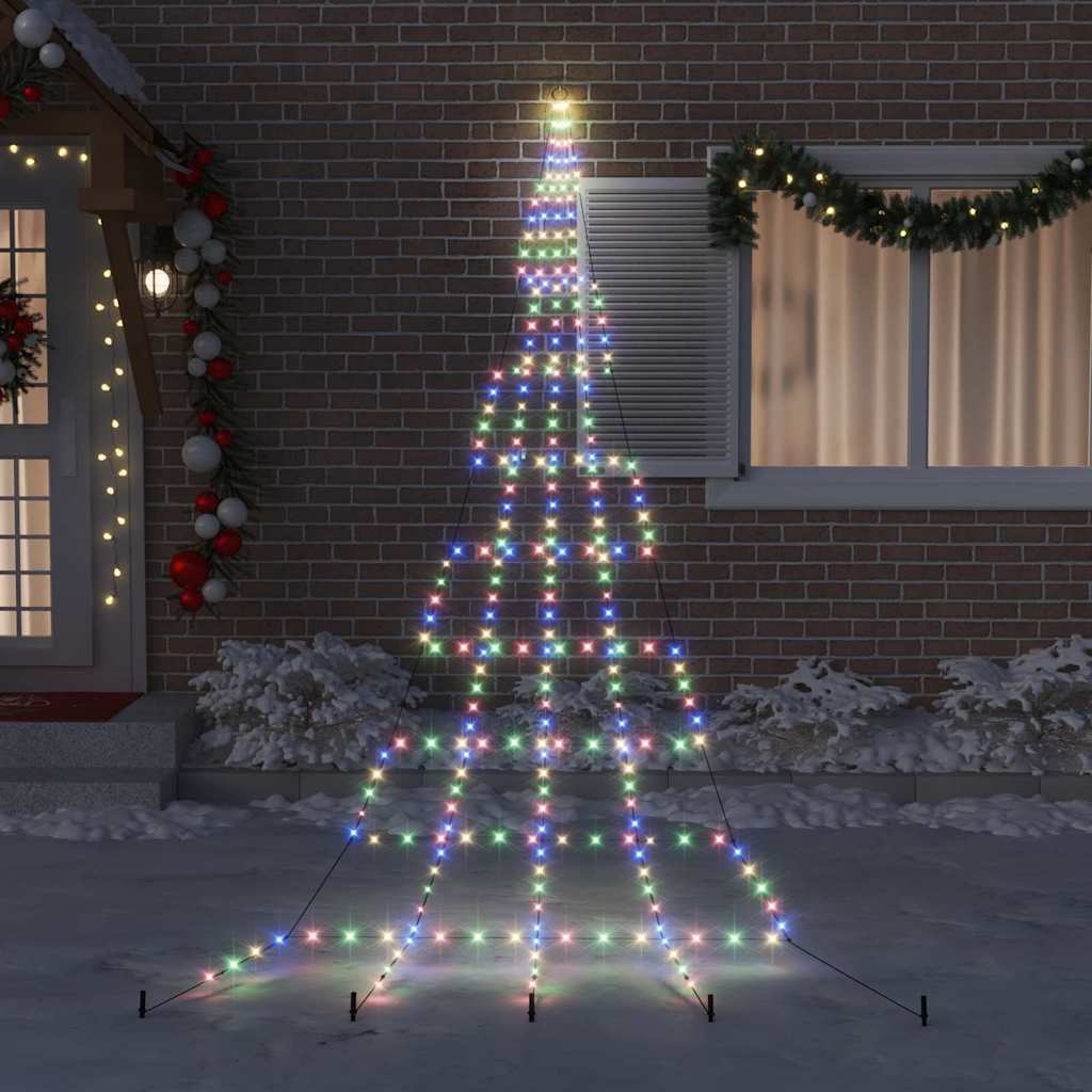 LED Juletræ med jordsøjler Flerfarvet 511 cm Metal